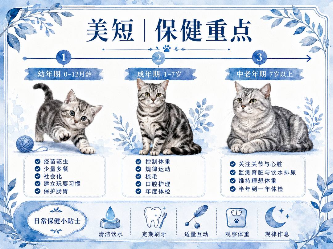 美短猫分龄保健图卡