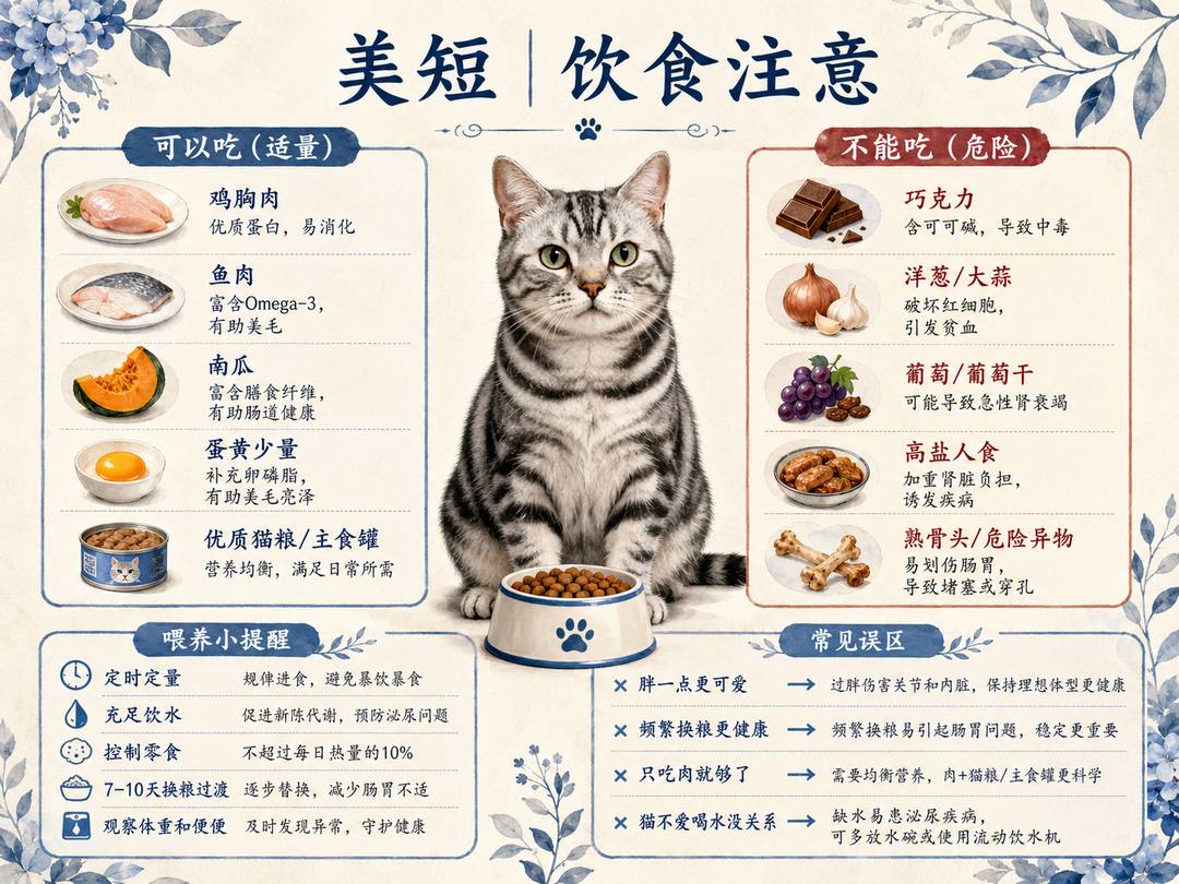 美短猫饮食注意图卡