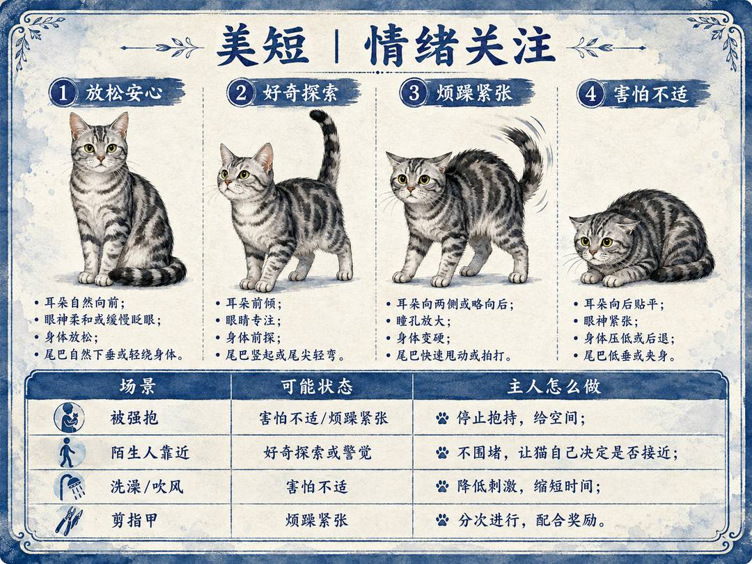 美短猫情绪关注图卡