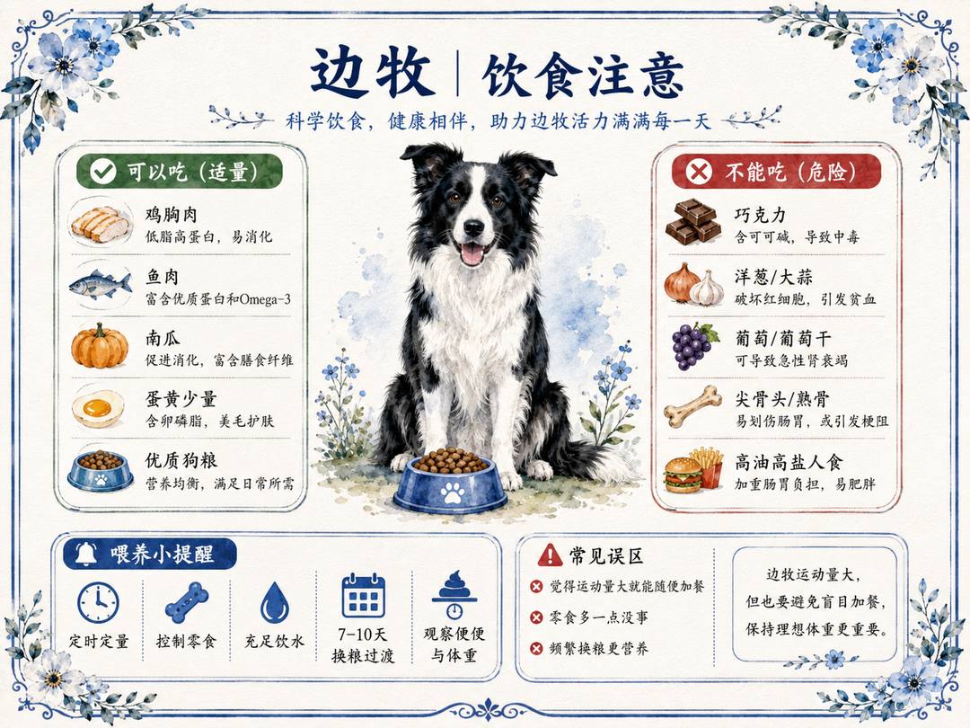 边牧犬饮食注意图卡