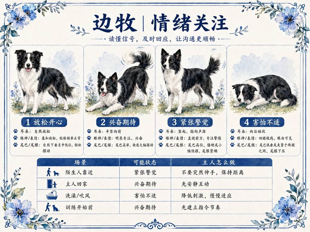 边牧犬情绪关注图卡
