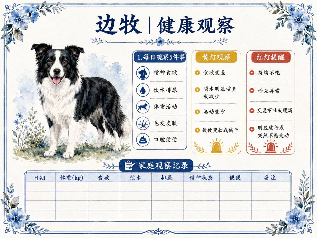 边牧犬健康观察图卡