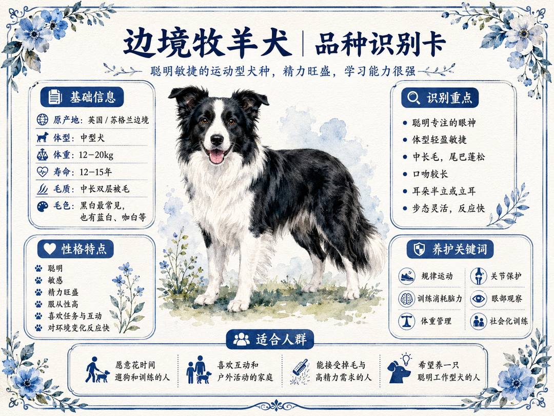 边牧犬品种识别信息图