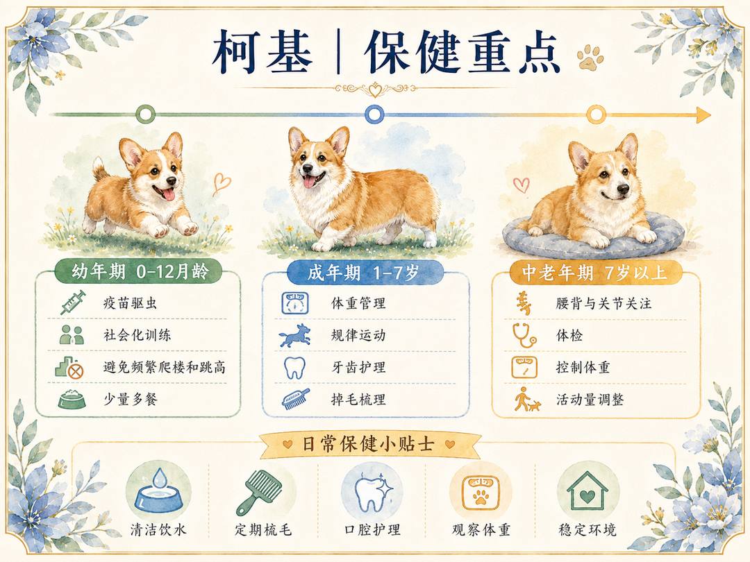 柯基犬分龄保健图卡