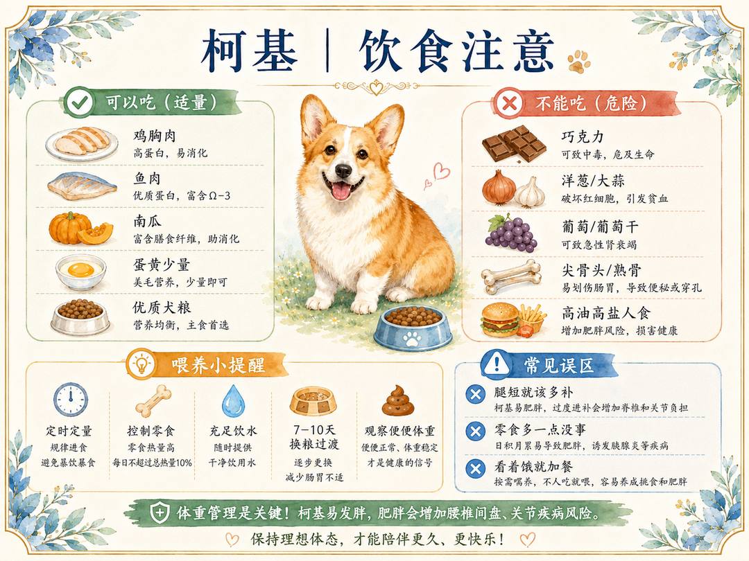 柯基犬饮食注意图卡