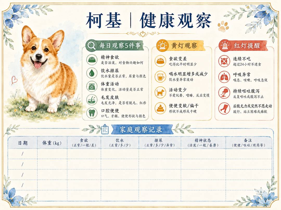 柯基犬健康观察图卡