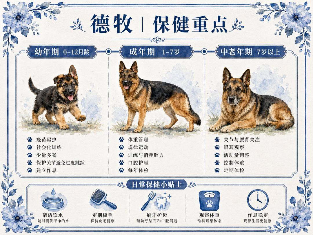 德牧犬分龄保健图卡
