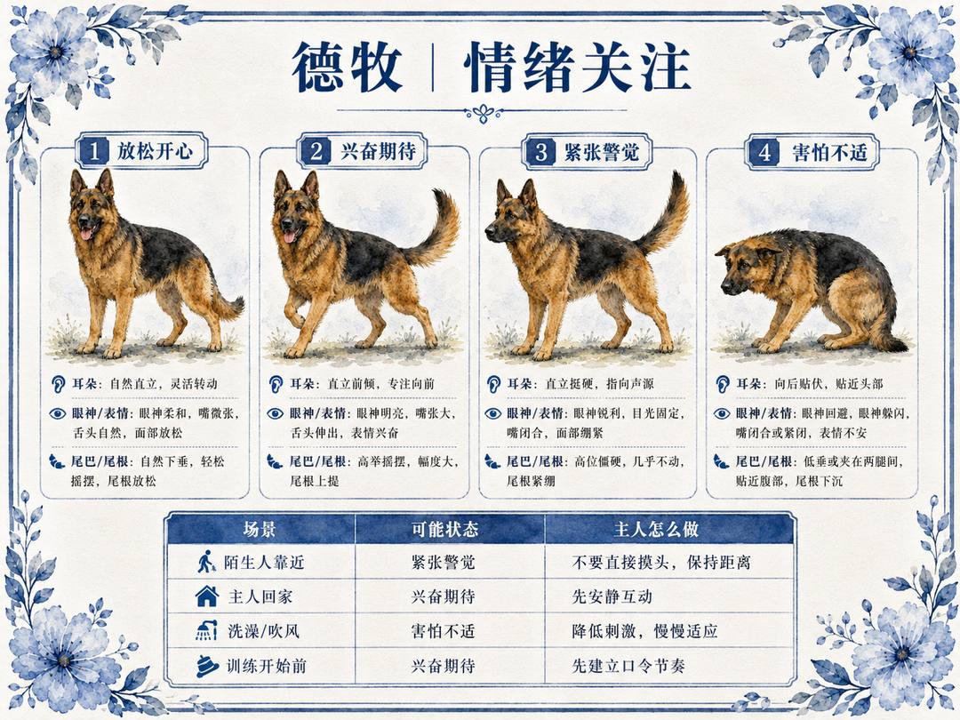 德牧犬情绪关注图卡