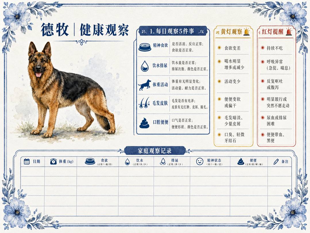 德牧犬健康观察图卡