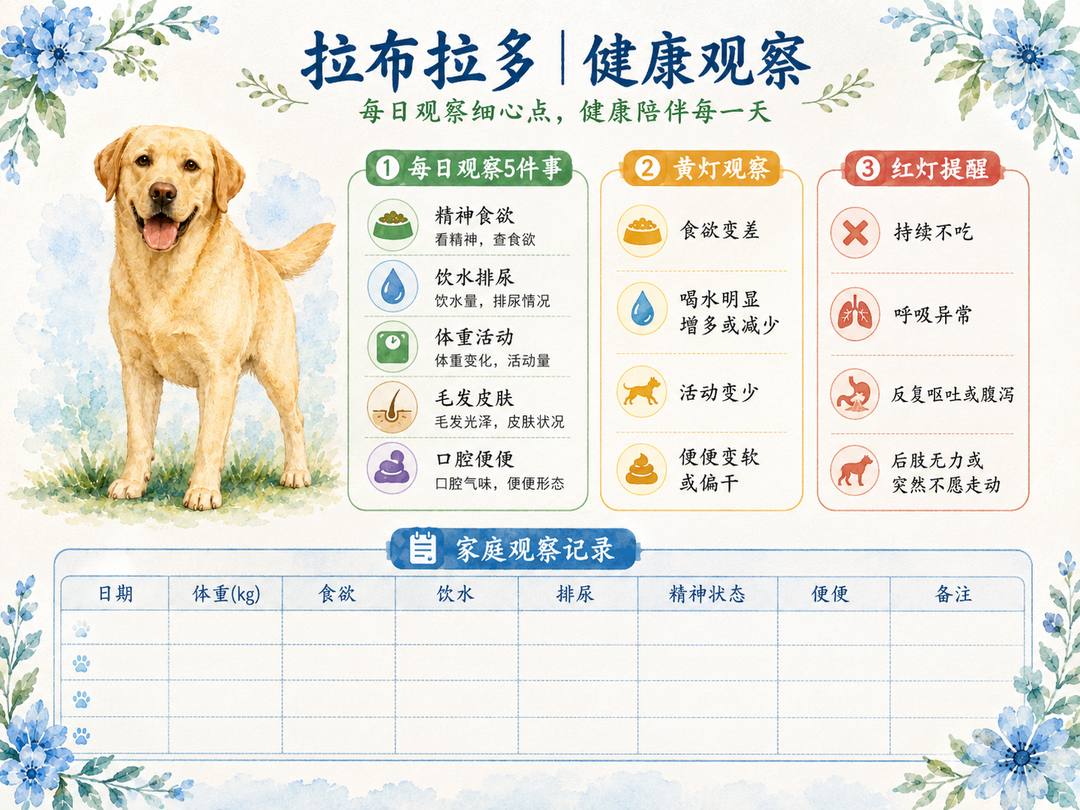 拉布拉多健康观察图卡