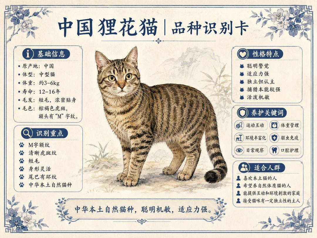 狸花猫品种识别信息图