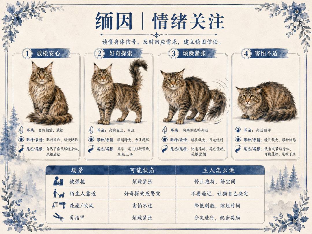 缅因猫情绪关注图卡