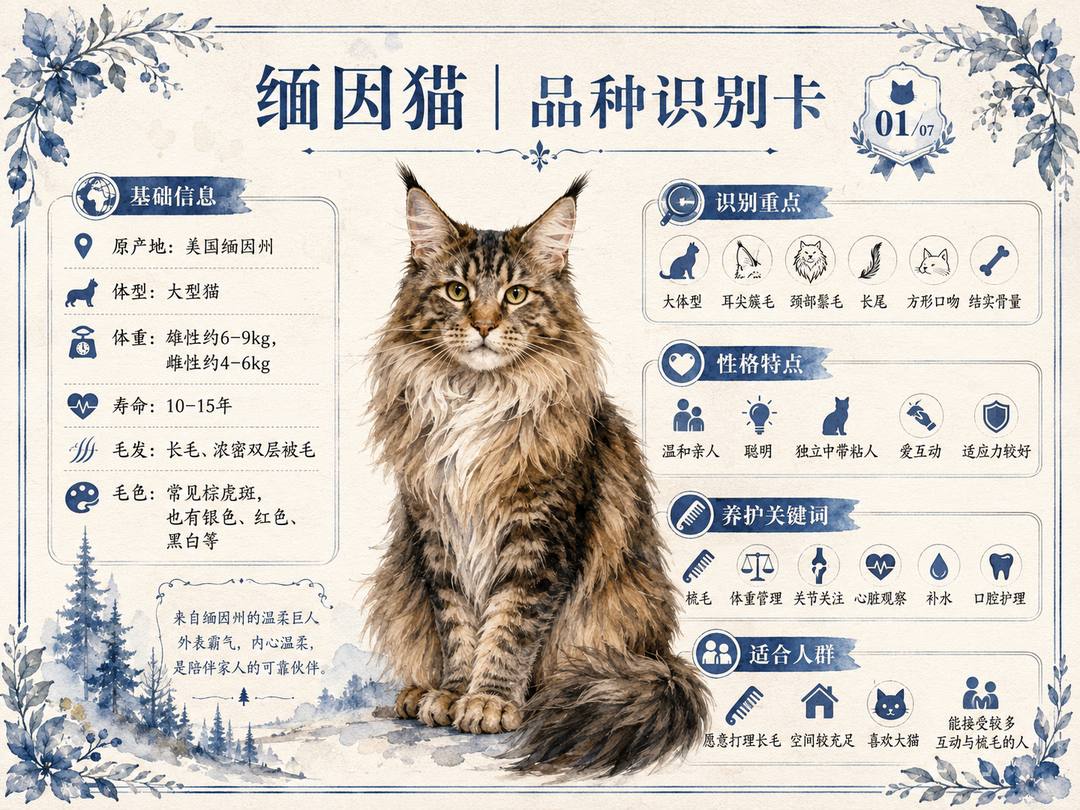 缅因猫品种识别信息图