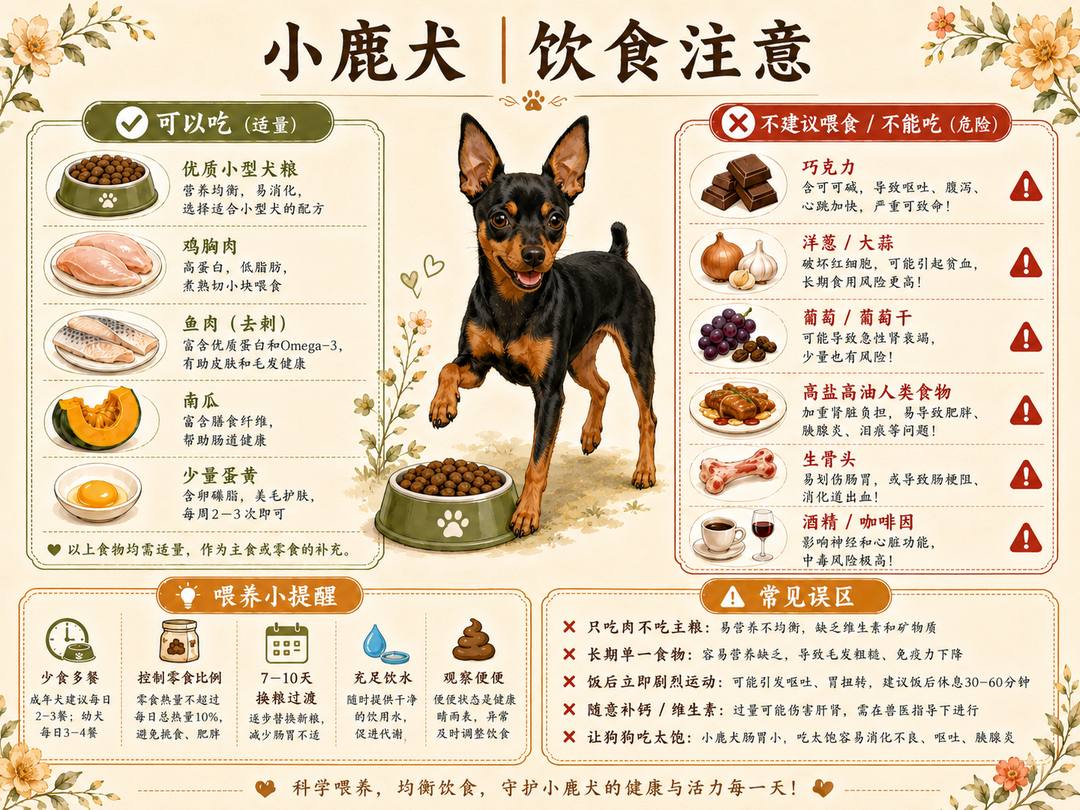 小鹿犬饮食注意图卡