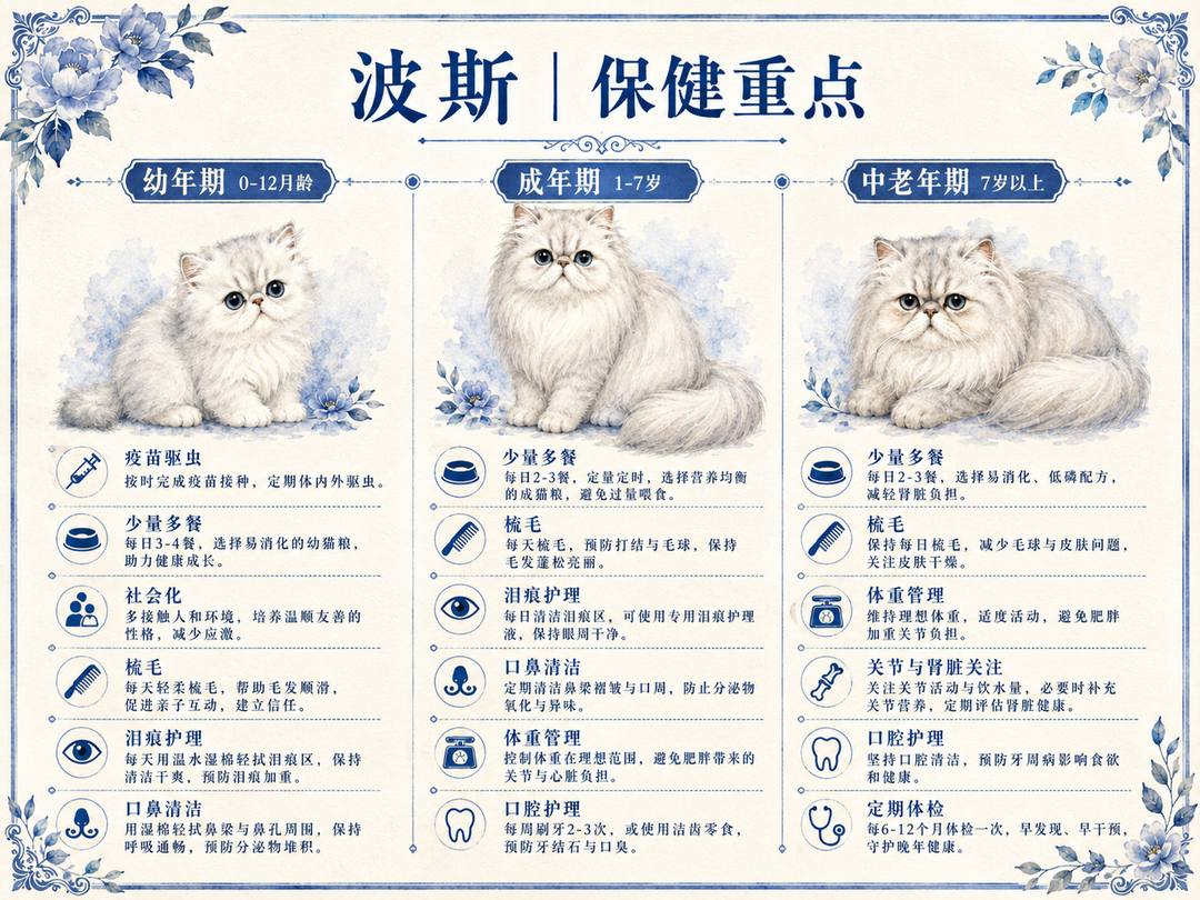 波斯猫分龄保健图卡
