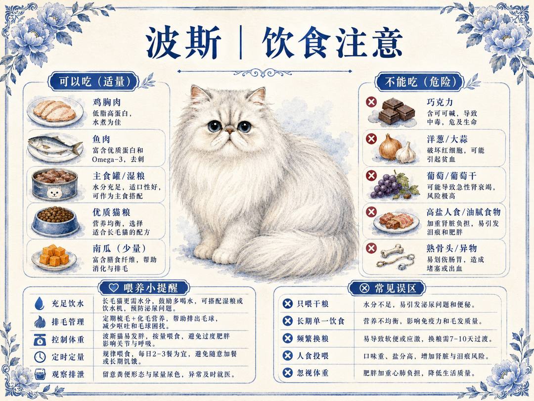波斯猫饮食注意图卡