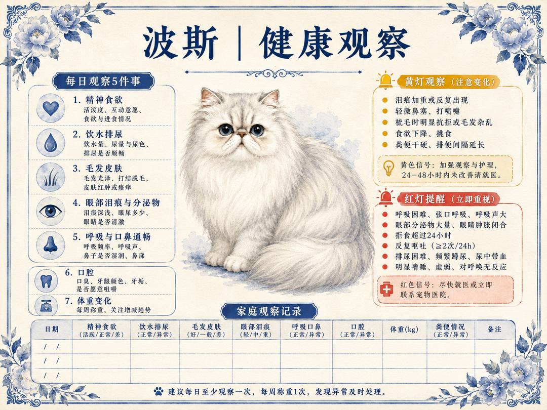 波斯猫健康观察图卡