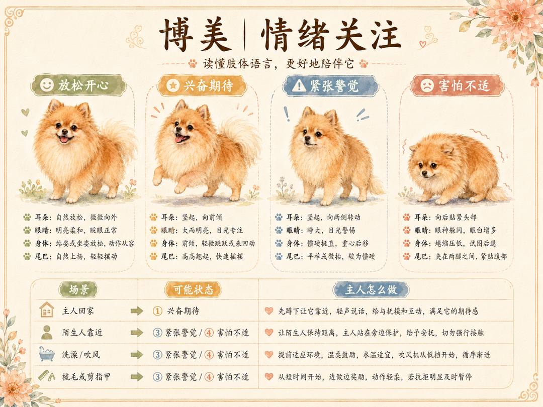 博美犬情绪关注图卡