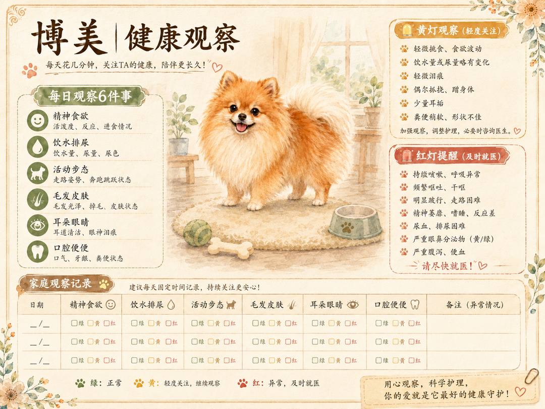 博美犬健康观察图卡