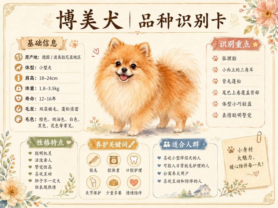 博美犬品种识别信息图