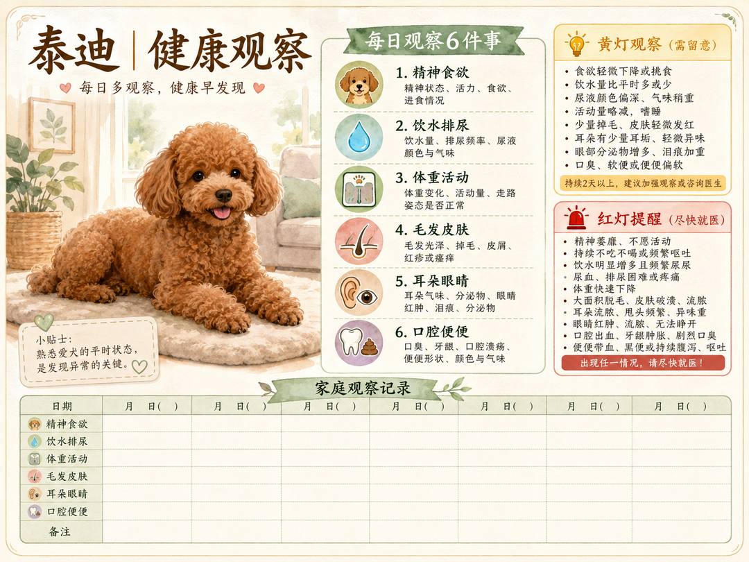 泰迪犬健康观察图卡