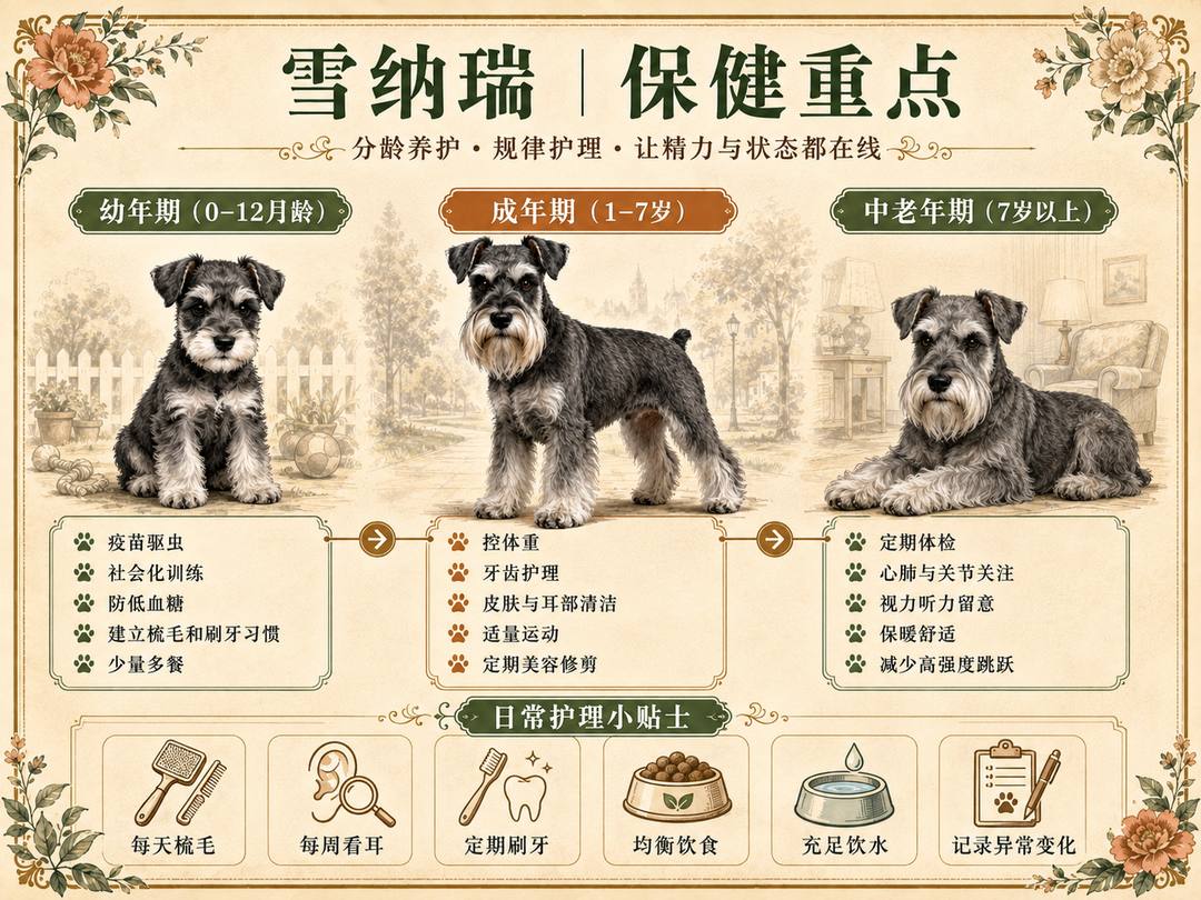 雪纳瑞分龄保健图卡