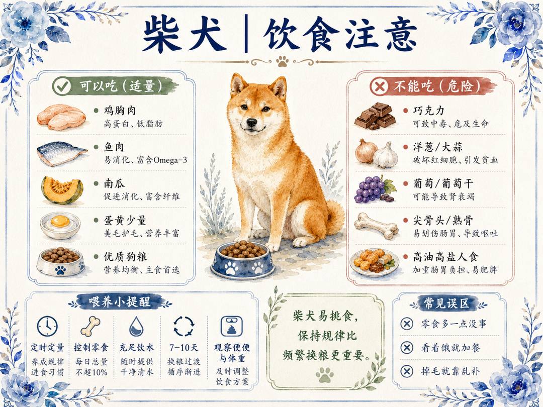 柴犬饮食注意图卡