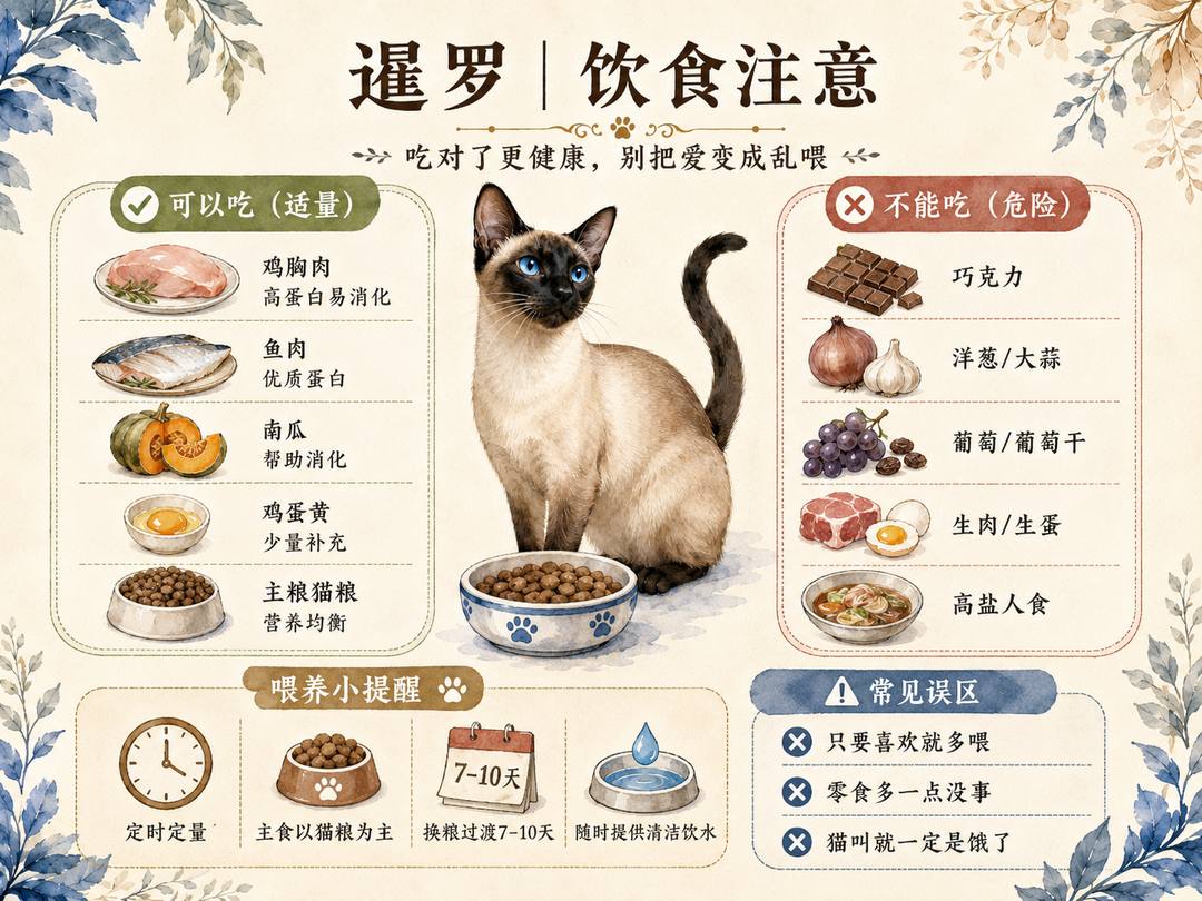 暹罗猫饮食注意图卡