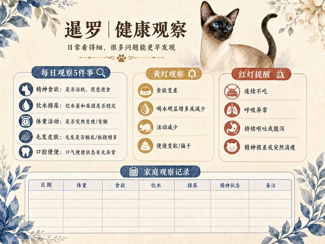 暹罗猫健康观察图卡